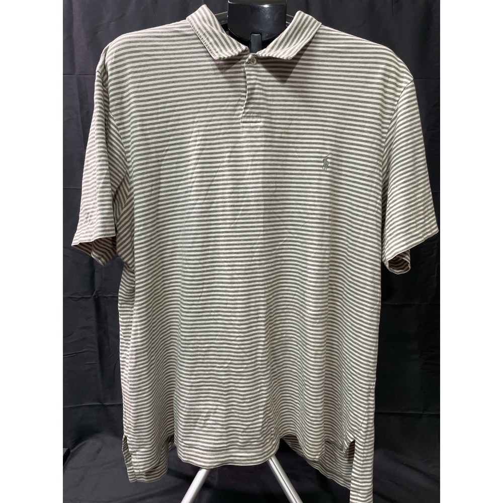 Polo Ralph Lauren Polo Shirt Mens XL Gray Striped Pony Short Sleeve
